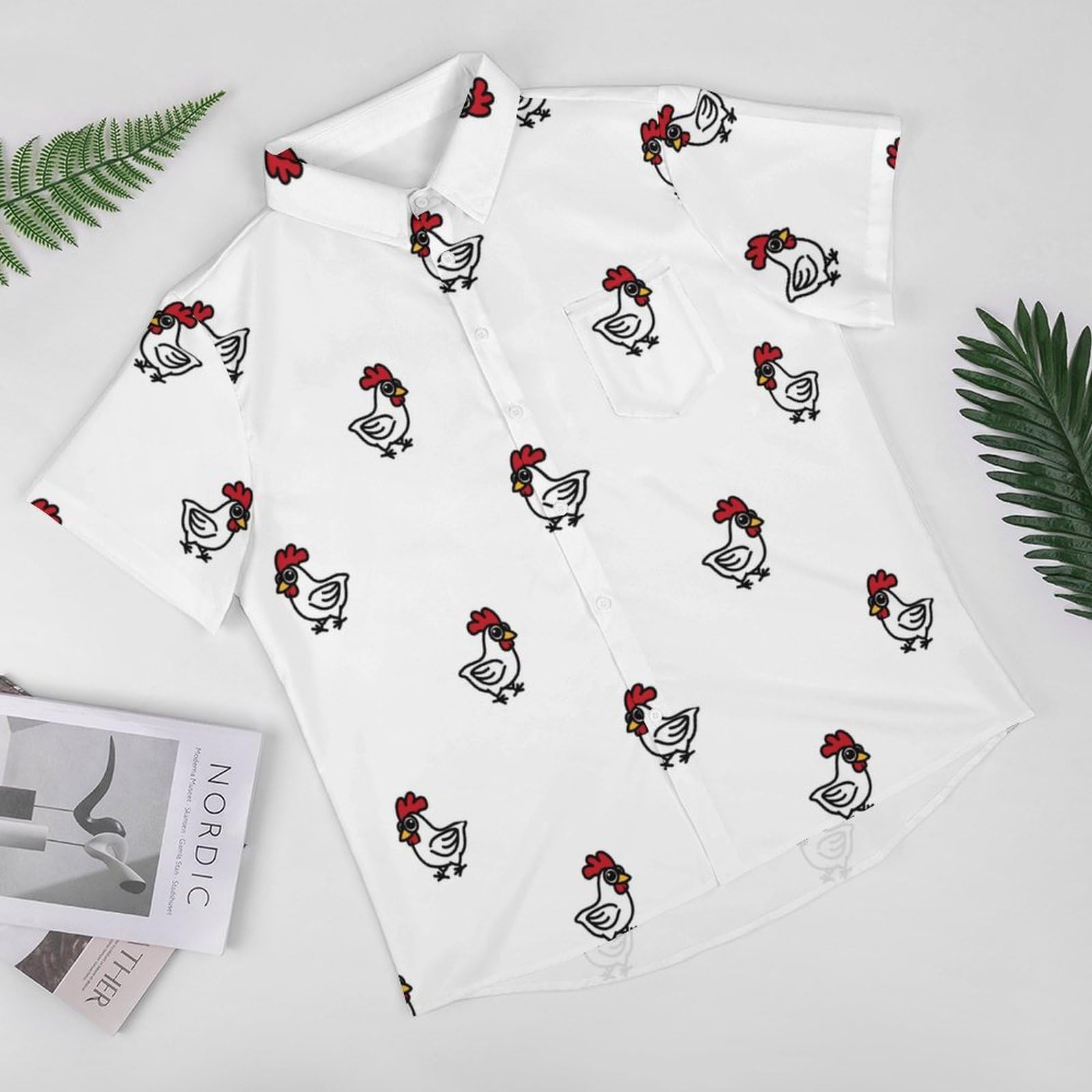 Amazon.co.jp: 鶏柄 ニワトリ シャツ メンズ 半袖 夏服 アロハシャツ
